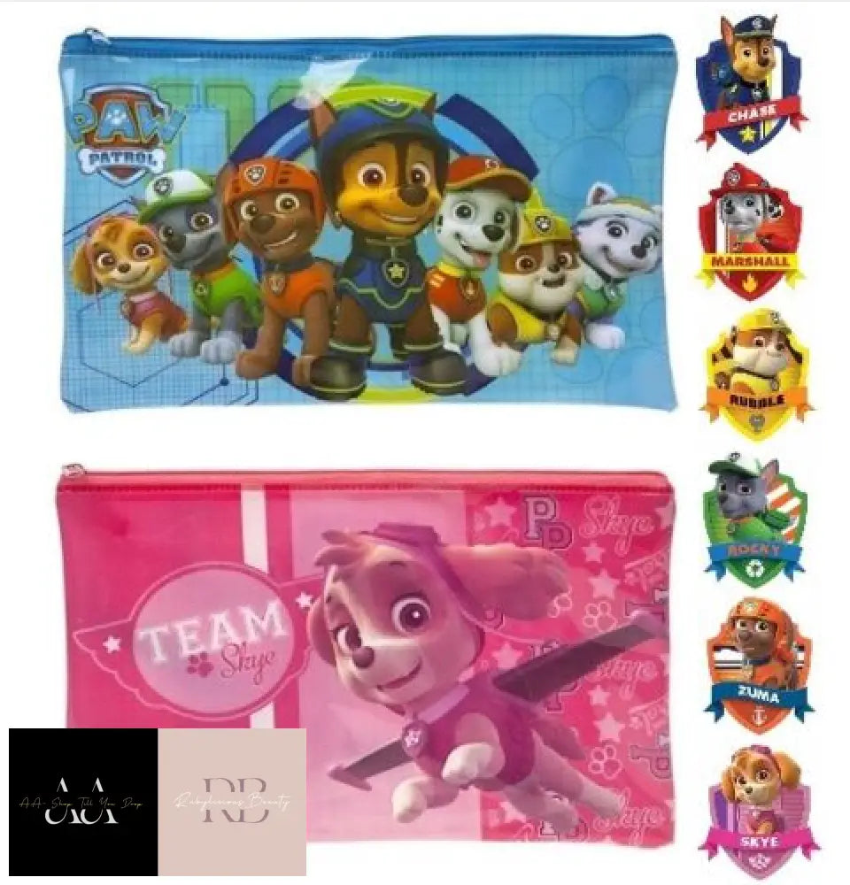 Official Paw Patrol Kids Boys Girls Flat Zipper Pencil Case School Skye Chase