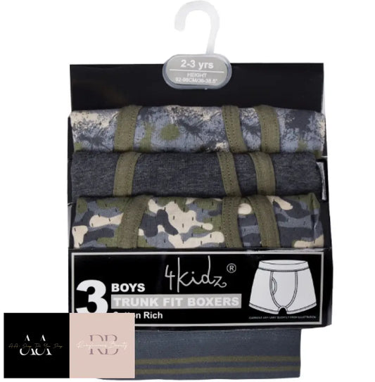 Older Boys 3 Pack Trunk Fit Boxer Shorts (7-13 Years) Boxers For Kids