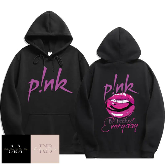 P!Nk ’Be Badass’ Print Hoodie - Black