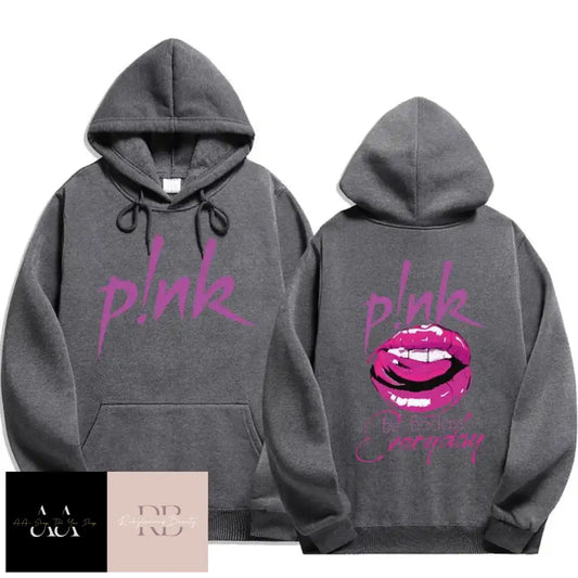 P!Nk ’Be Badass’ Print Hoodie - Dark Grey