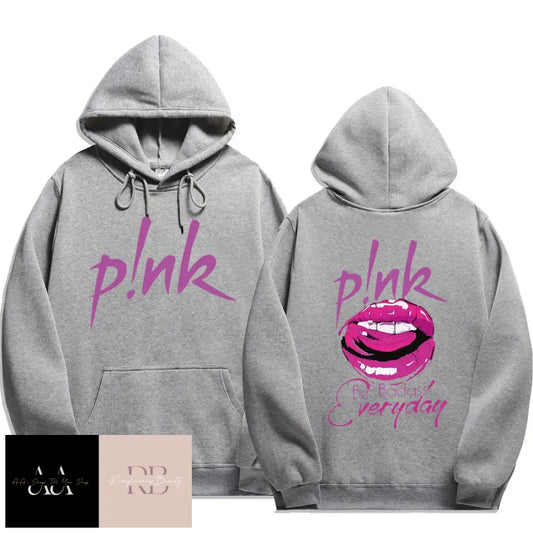 P!Nk ’Be Badass’ Print Hoodie - Grey