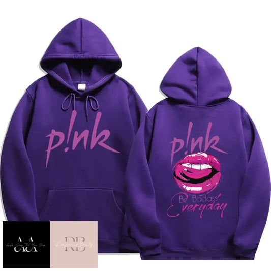 P!Nk ’Be Badass’ Print Hoodie - Purple