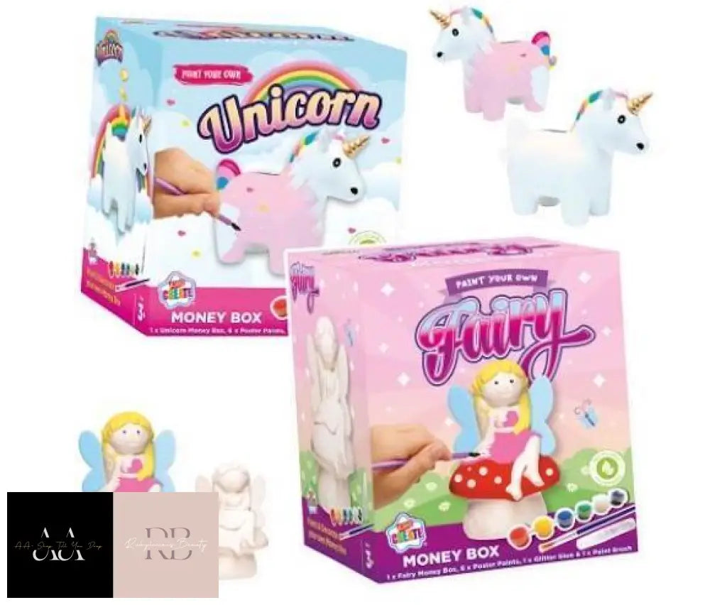 Paint Your Own Money Box Piggy Bank Kids Craft Unicorn Fairy Xmas Gift