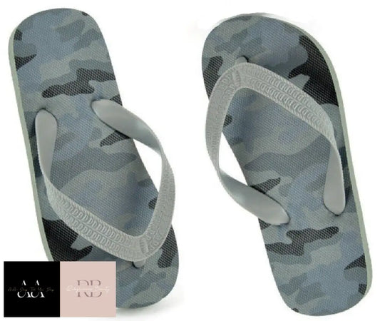 Pair Of Boys Kids Camo Camouflage Flip Flops Sandals Pool Shoes Summer