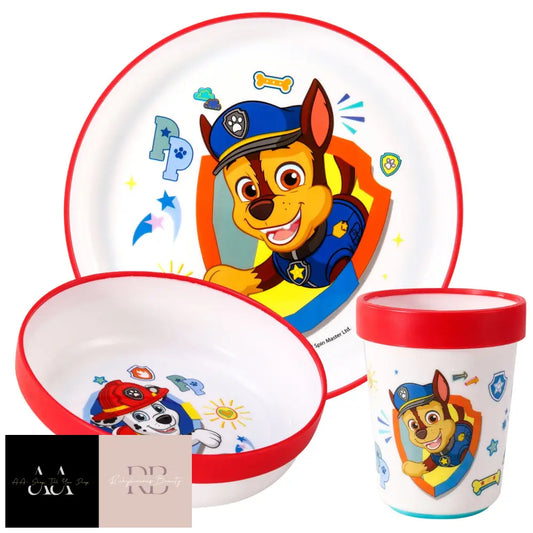 Paw Patrol Boy 3Pcs Bicolor Kids Dinner Tableware Set Plate Bowl & Tumbler