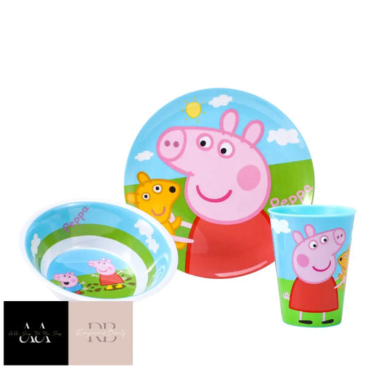 Peppa Pig Kids Childrens Bpa Free 3Pcs Breakfast Dinner Set Plate Bowl & Cup