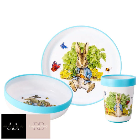 Peter Rabbit 3Pcs Bicolor Kids Dinner Tableware Set Plate Bowl & Tumbler