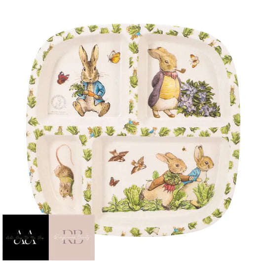 Peter Rabbit 4 Section Divided Kids Childrens Wooden Colourful Dinner Plate