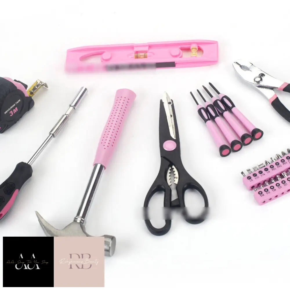 Pink 39 Piece Household Home Hand Tool Set Kit