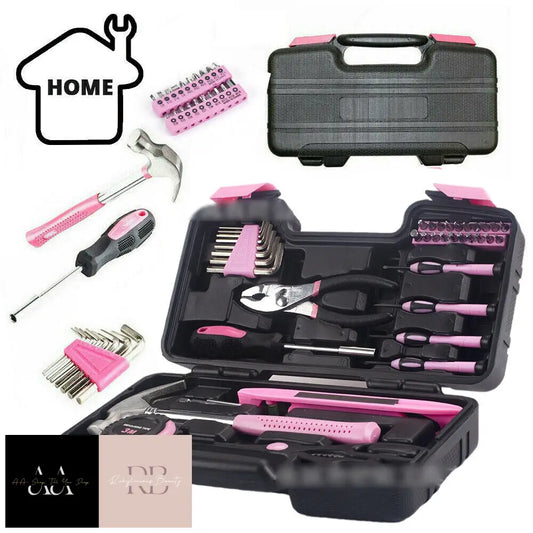 Pink 39 Piece Household Home Hand Tool Set Kit