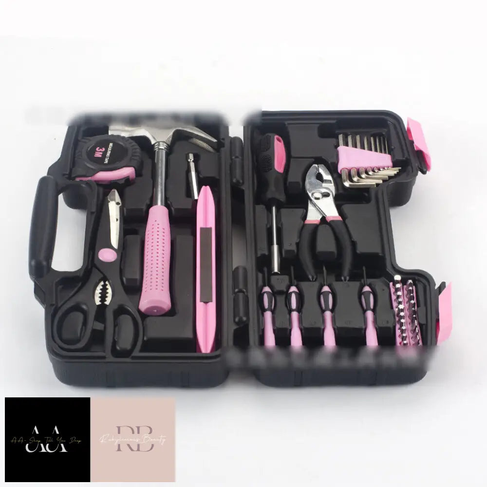 Pink 39 Piece Household Home Hand Tool Set Kit