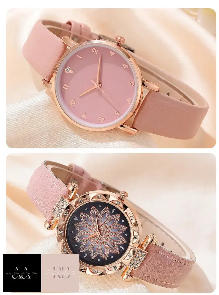 Pink - 5Pc Bracelet & Watch Set Choice Of Design