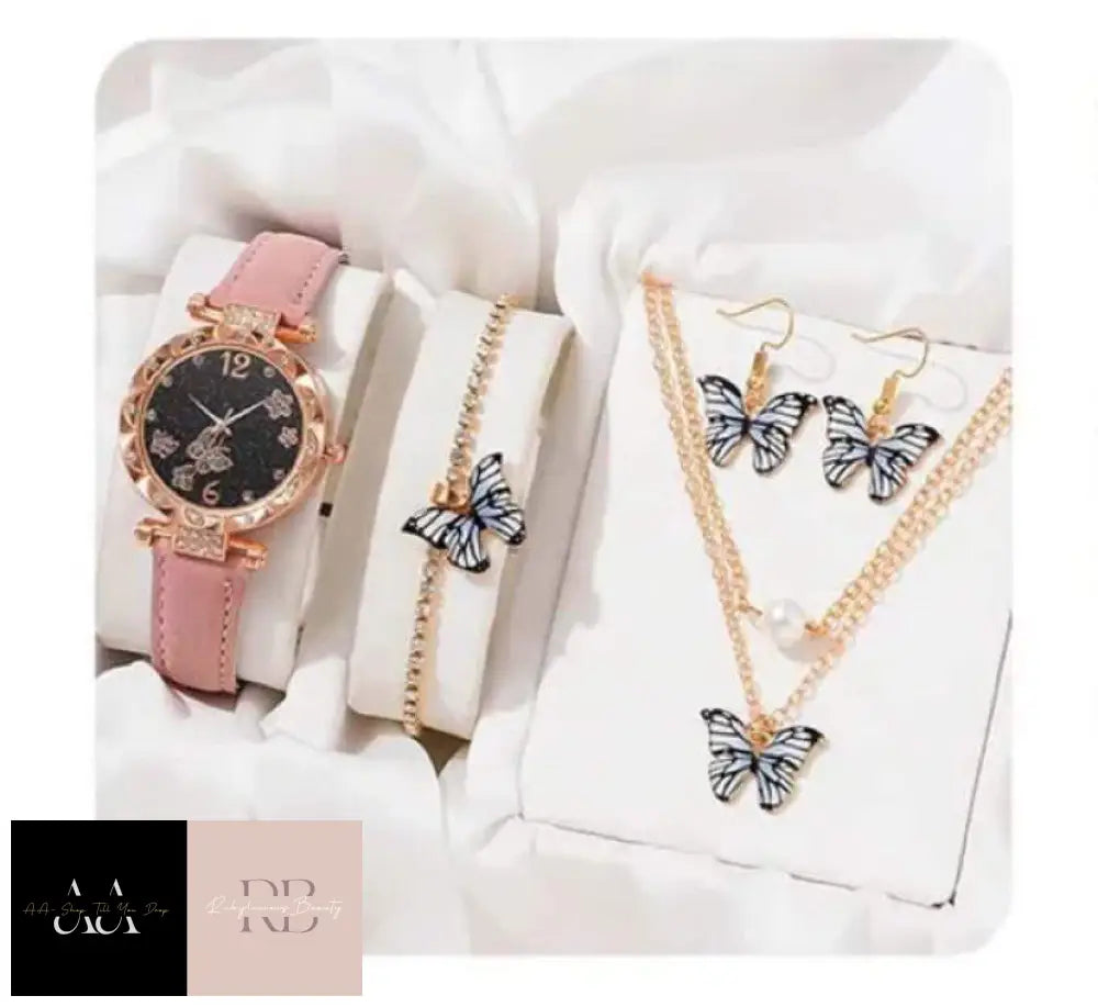 Pink - 5Pc Bracelet & Watch Set Choice Of Design