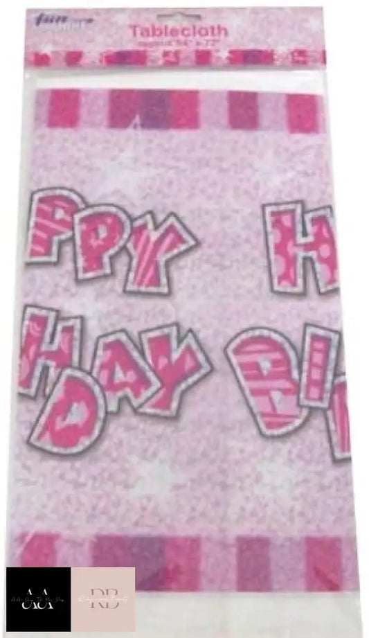 Pink Party Tableware Happy Birthday Plastic Tablecover