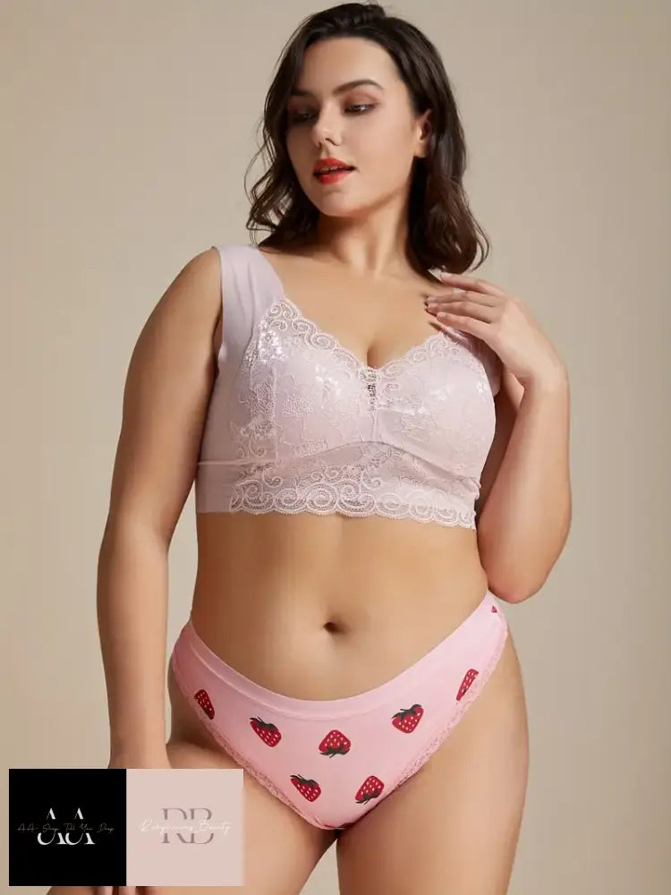 Plus Size Kawaii Underwear - Pink Strawberry