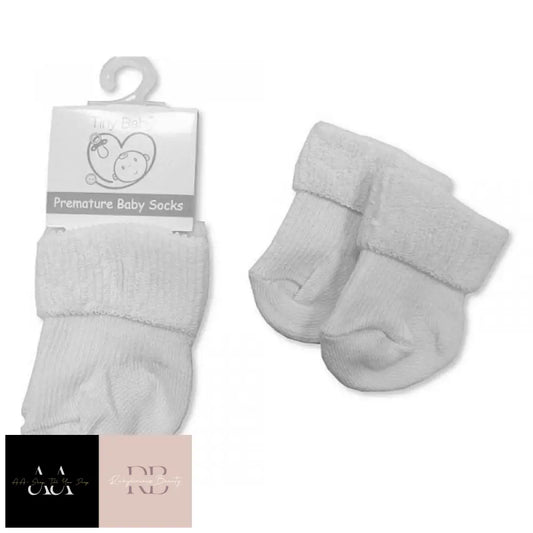 Premature Baby Turn Over Socks - White