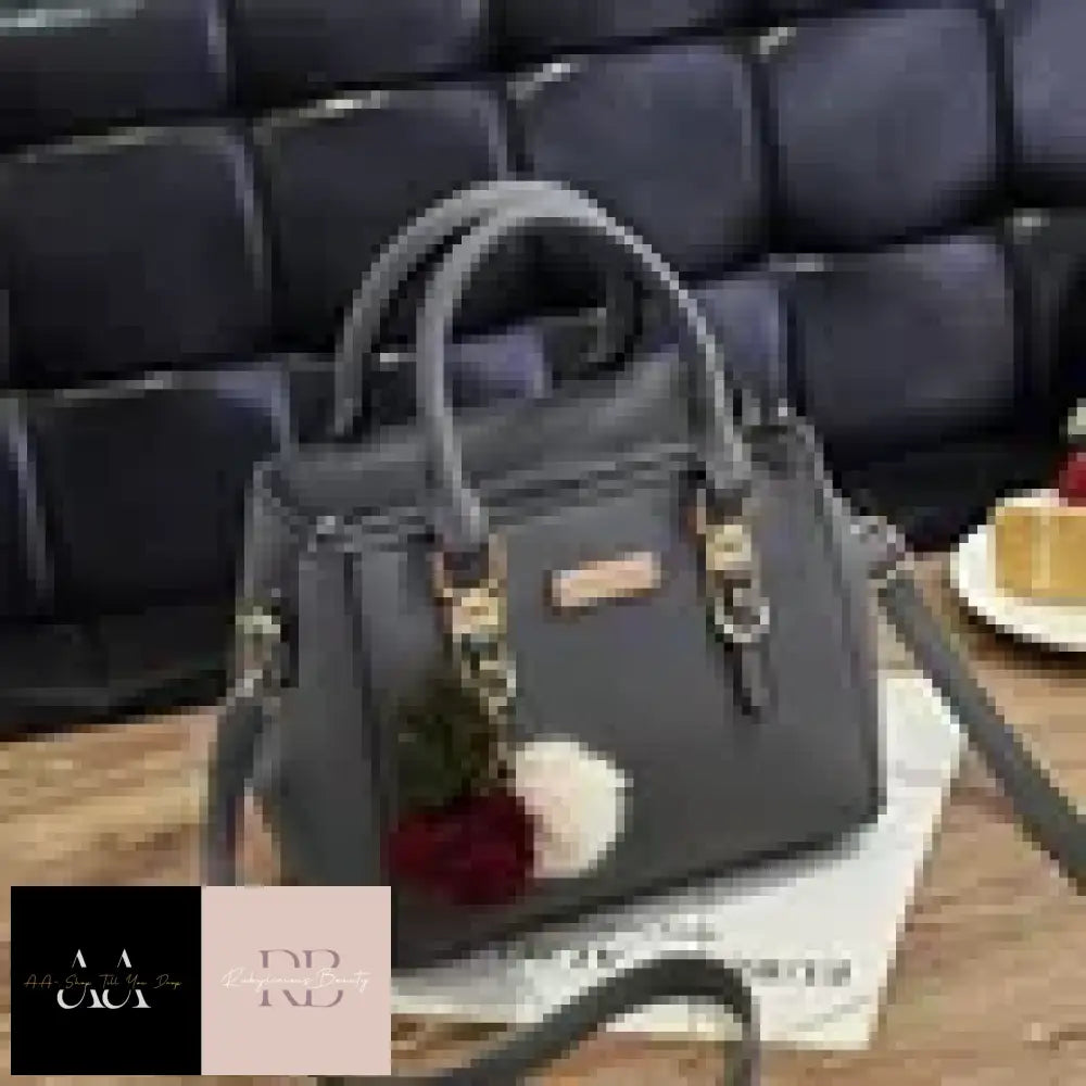 Pu Leather Ladies Handbag - Choice Of Colour Dark Gray