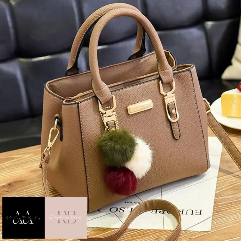 Pu Leather Ladies Handbag - Choice Of Colour Khaki