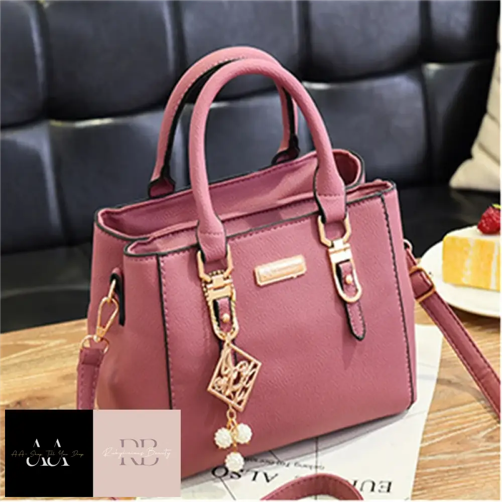 Pu Leather Ladies Handbag - Choice Of Colour Pink