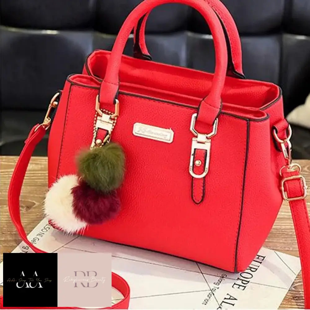 Pu Leather Ladies Handbag - Choice Of Colour Red