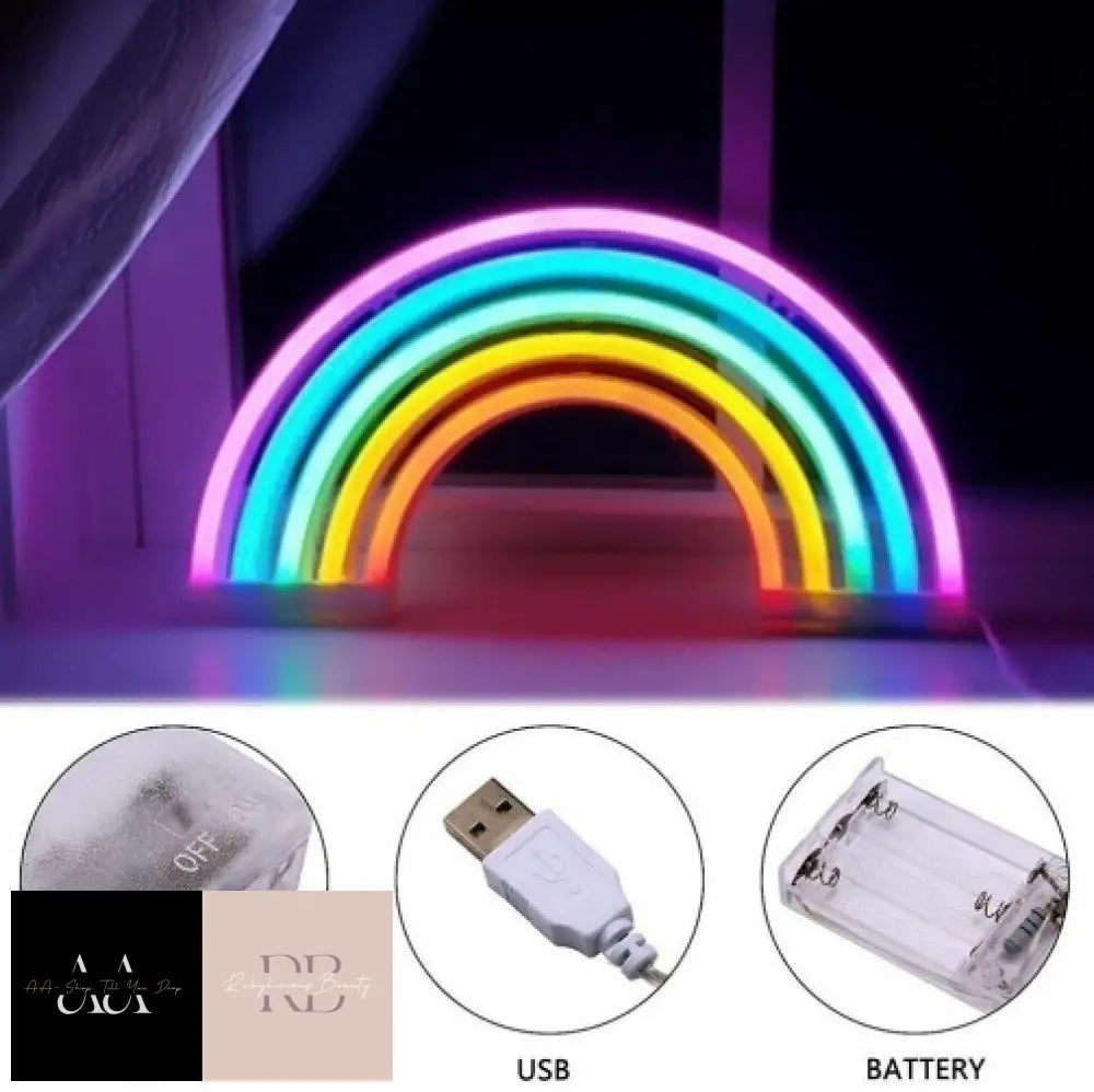 Rainbow Neon Sign Lights Wall Decor Home Decoration Light Lamp For Kids Room Uk