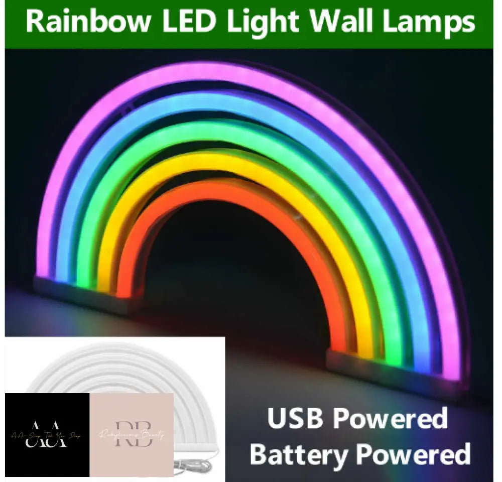 Rainbow Neon Sign Lights Wall Decor Home Decoration Light Lamp For Kids Room Uk