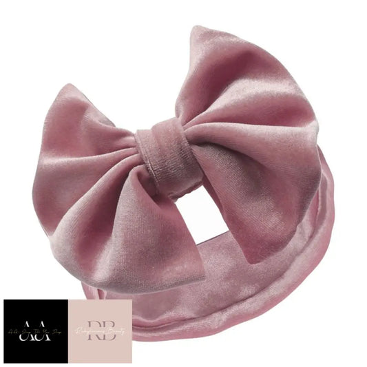 Rose Gold Velour Headband W/Bow