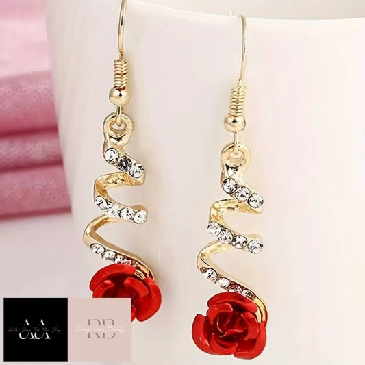 Rose Spiral Dangle Earrings