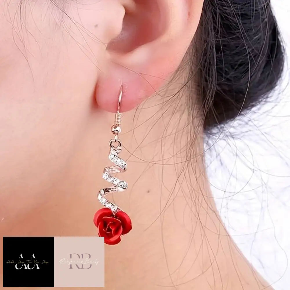 Rose Spiral Dangle Earrings