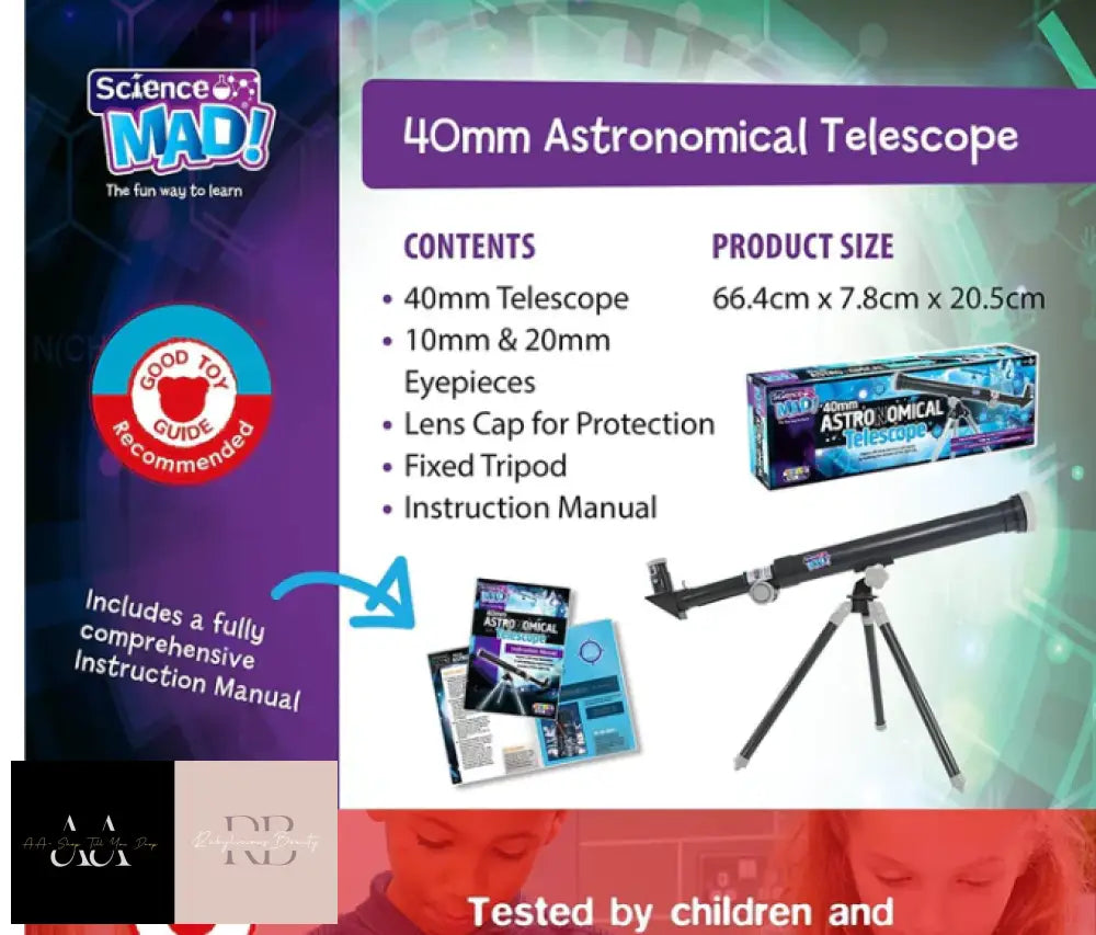 Science Mad 40Mm Astronomical Telescope With Tripod Age 6+