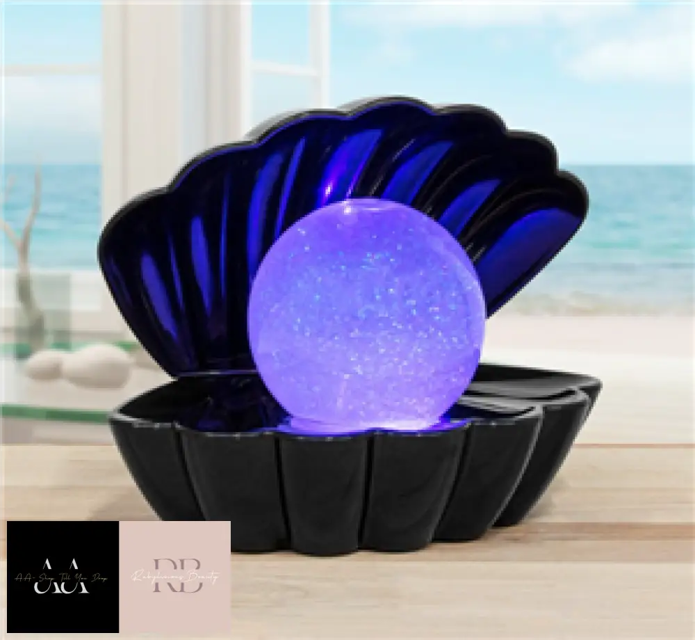 Sea Shell / Clam Led Glitter Lamp - Black 18Cm