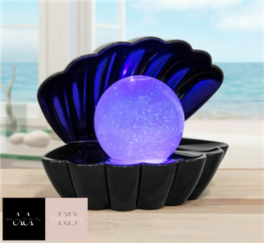 Sea Shell / Clam Led Glitter Lamp - Black 18Cm