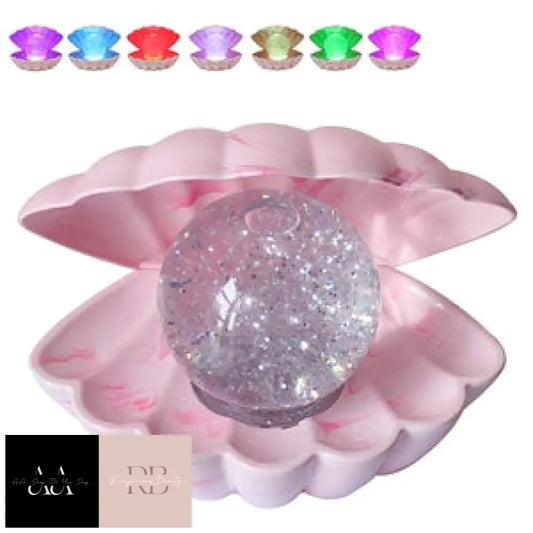 Sea Shell / Clam Led Glitter Lamp - Pink Marble 18Cm