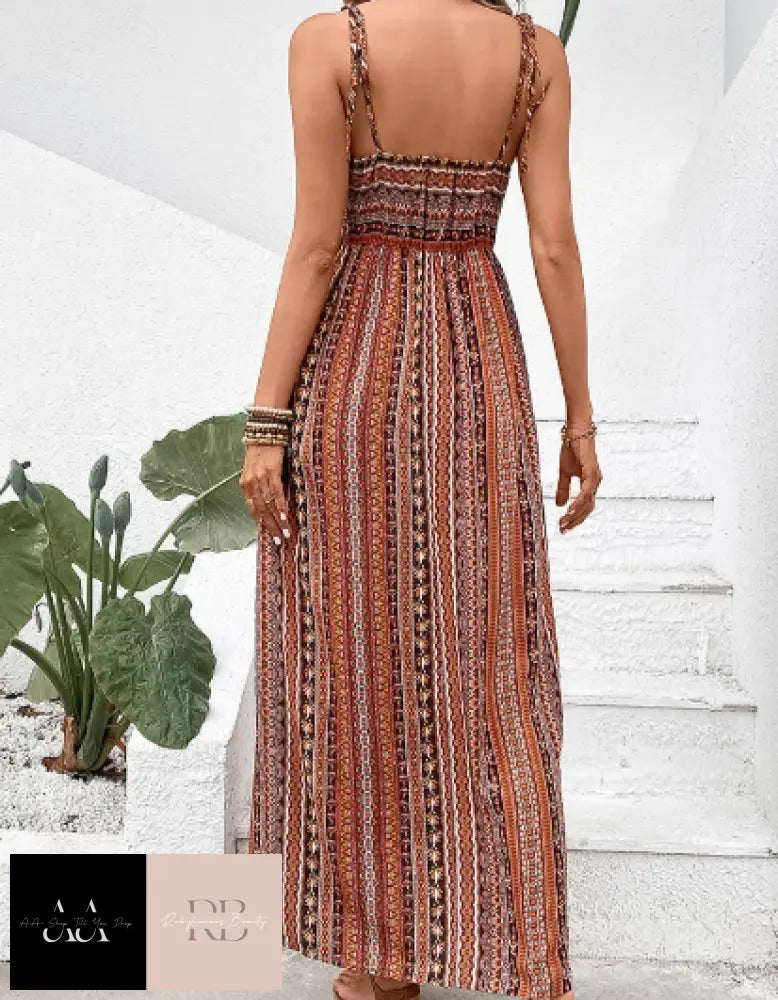 Sexy Striped Print Long Dress