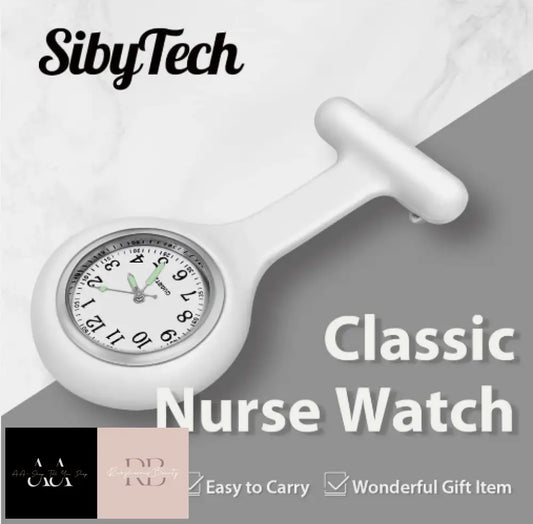 Silicon Nurse Watch Tunic Quartz Fob Pocket Brooch Washable Batteries Included