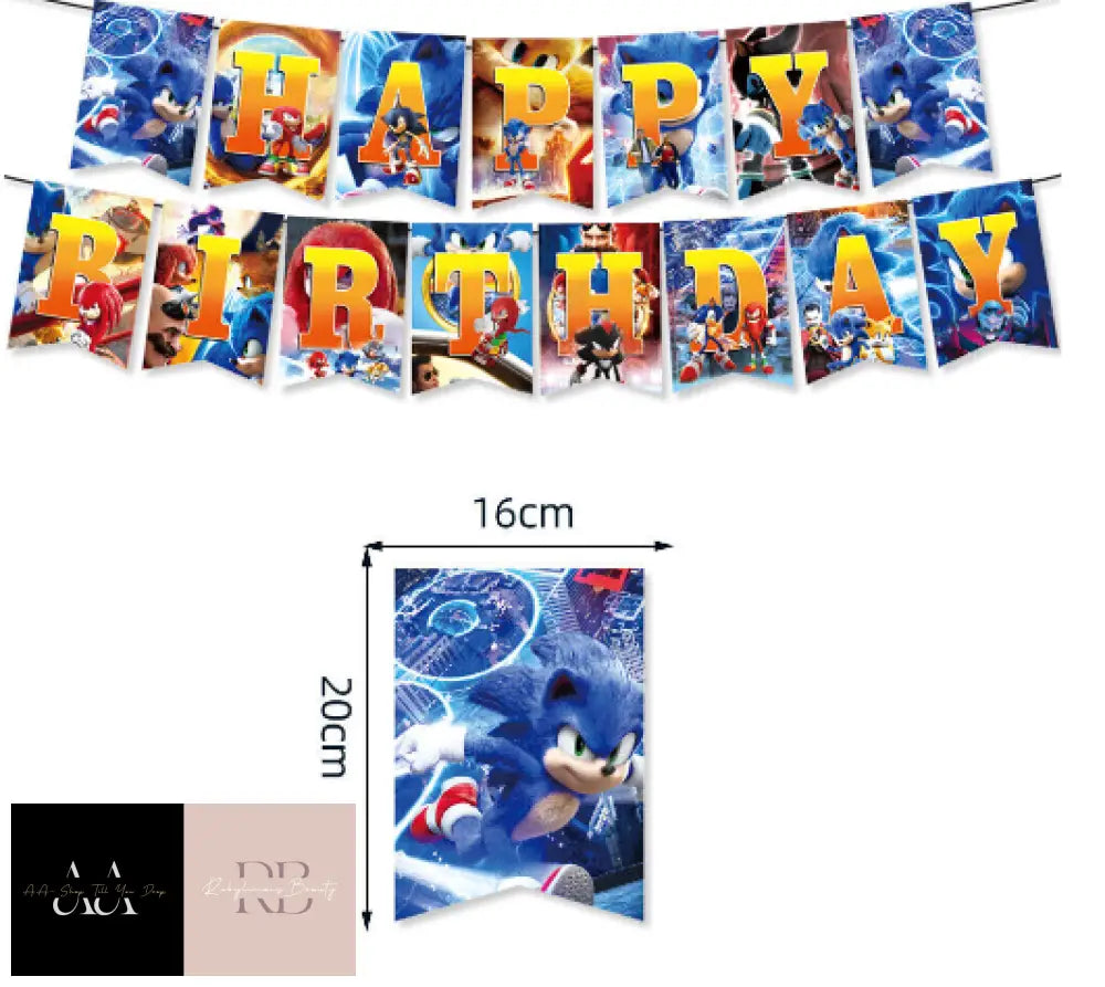 Sonic The Hedgehog Kids Birthday Party Supplies Decoration Banner Tableware Set