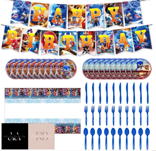 Sonic The Hedgehog Kids Birthday Party Supplies Decoration Banner Tableware Set