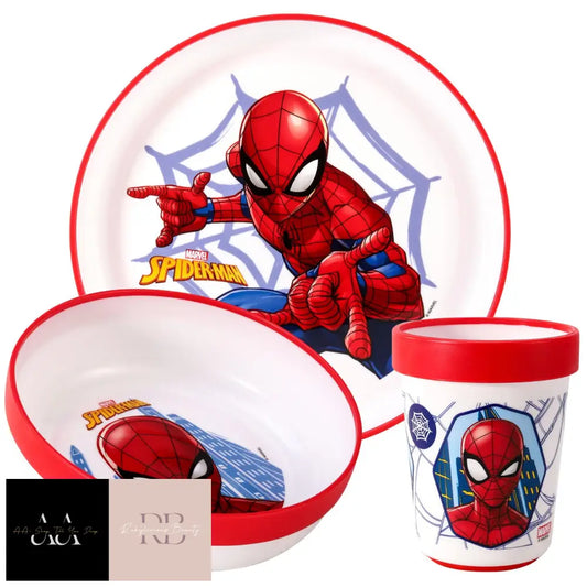 Spiderman 3Pcs Bicolor Kids Dinner Tableware Set Plate Bowl & Tumbler