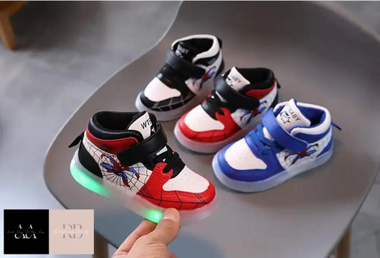 Spiderman Kids Glowing Sneakers - Choice Of Size
