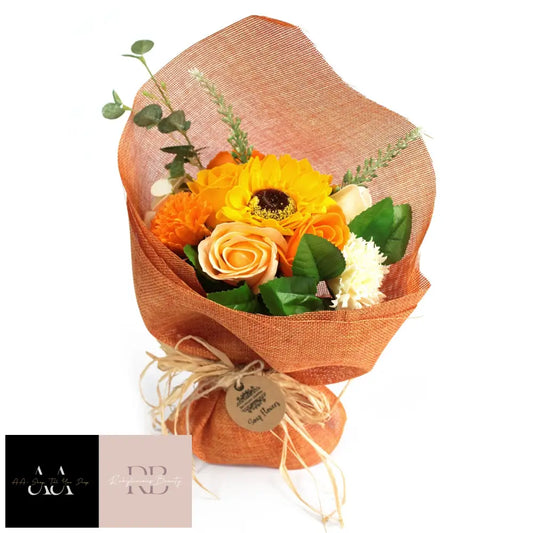 Standing Soap Flower Bouquet - Orange