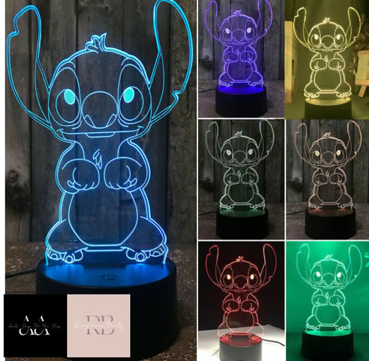 Stitch 3D Cartoon Night Light 7 Colour Change Kids Led Desk Touch Lamp Decor