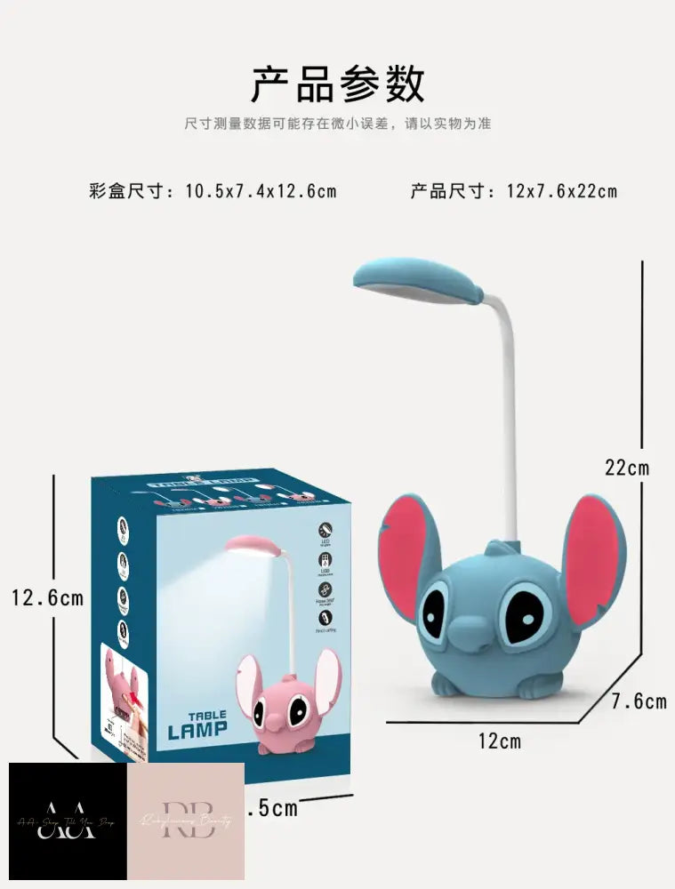 Stitch Led Desk Lamp With Pencil Sharpener Foldable Light Cute Usb Recharge