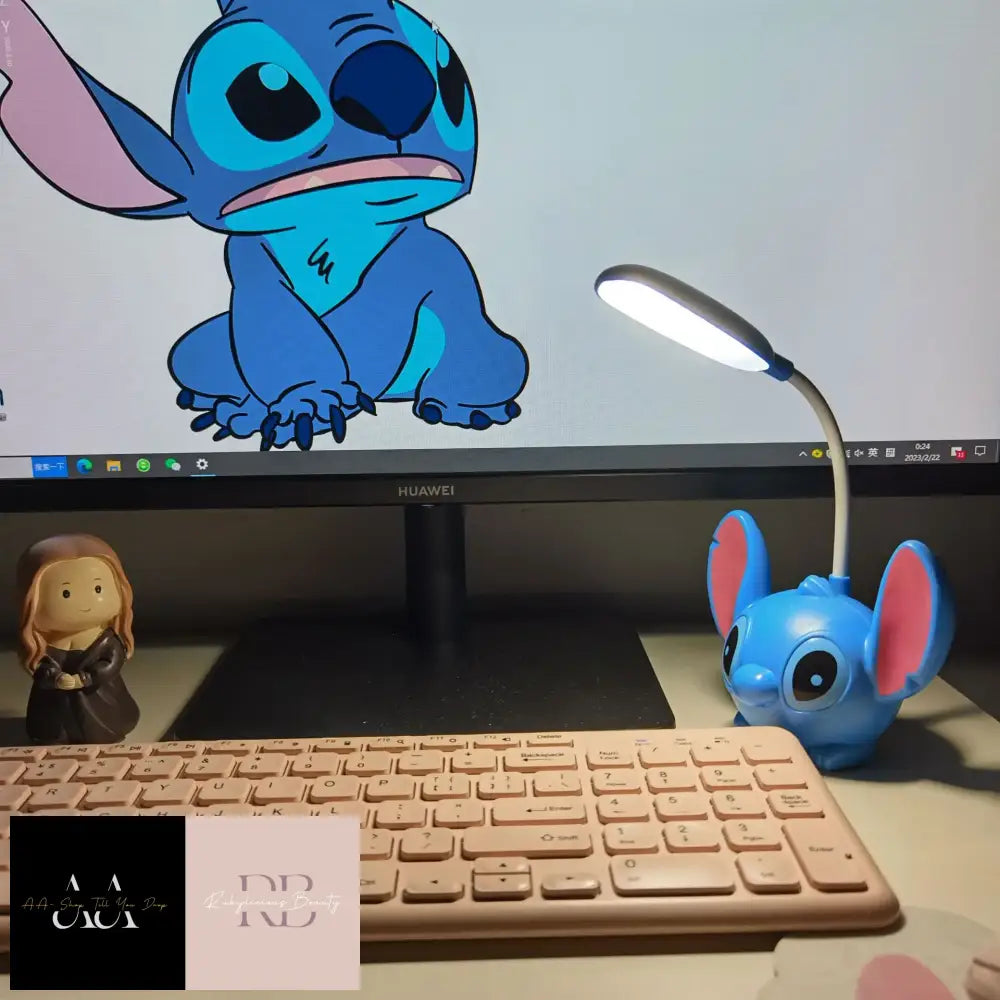 Stitch Led Desk Lamp With Pencil Sharpener Foldable Light Cute Usb Recharge