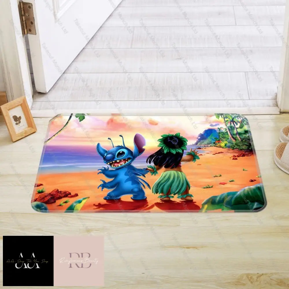 Stitch & Lilo Dancing On Beach Mat 40X60Cm