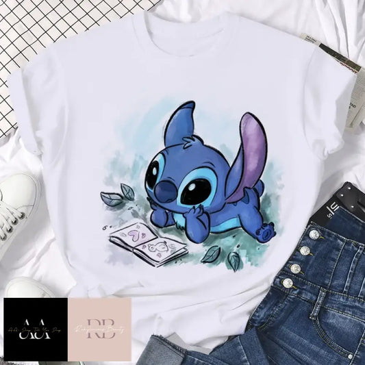 Stitch Reading A Book - T-Shirt Women