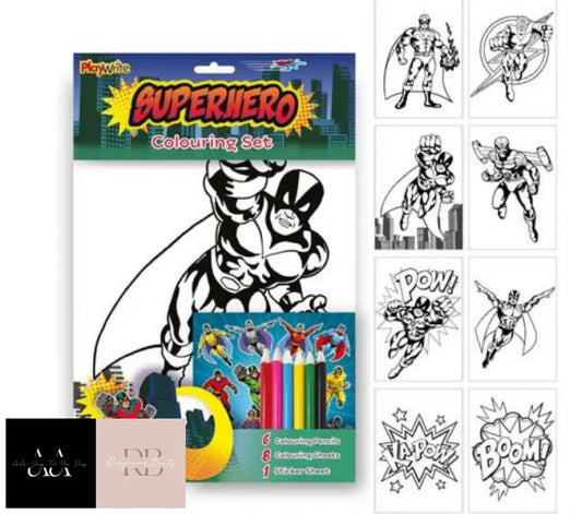 Super Hero Colouring Set - Pinata Toy Loot/Party Bag Fillers Childrens/Kids