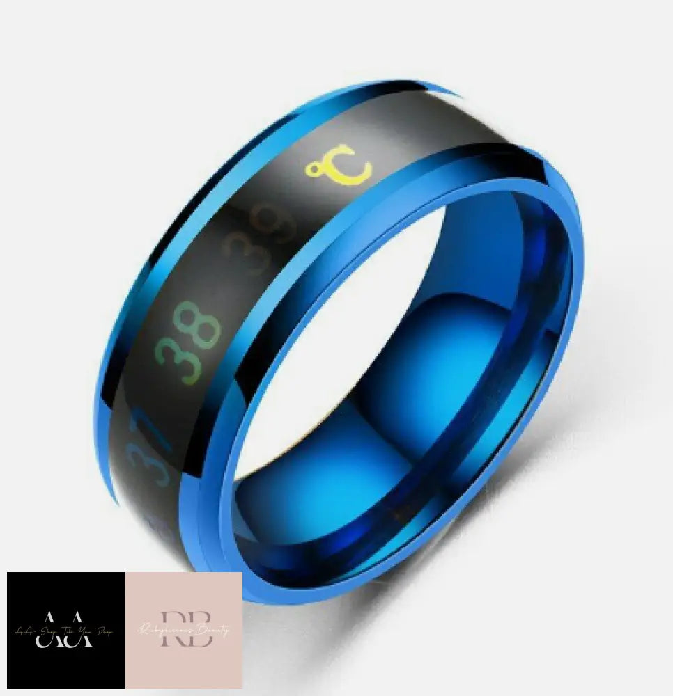 Temperature Sensitive Rings Titanium Steel Mood Smart Couple Jewelry Gifts Blue / 6