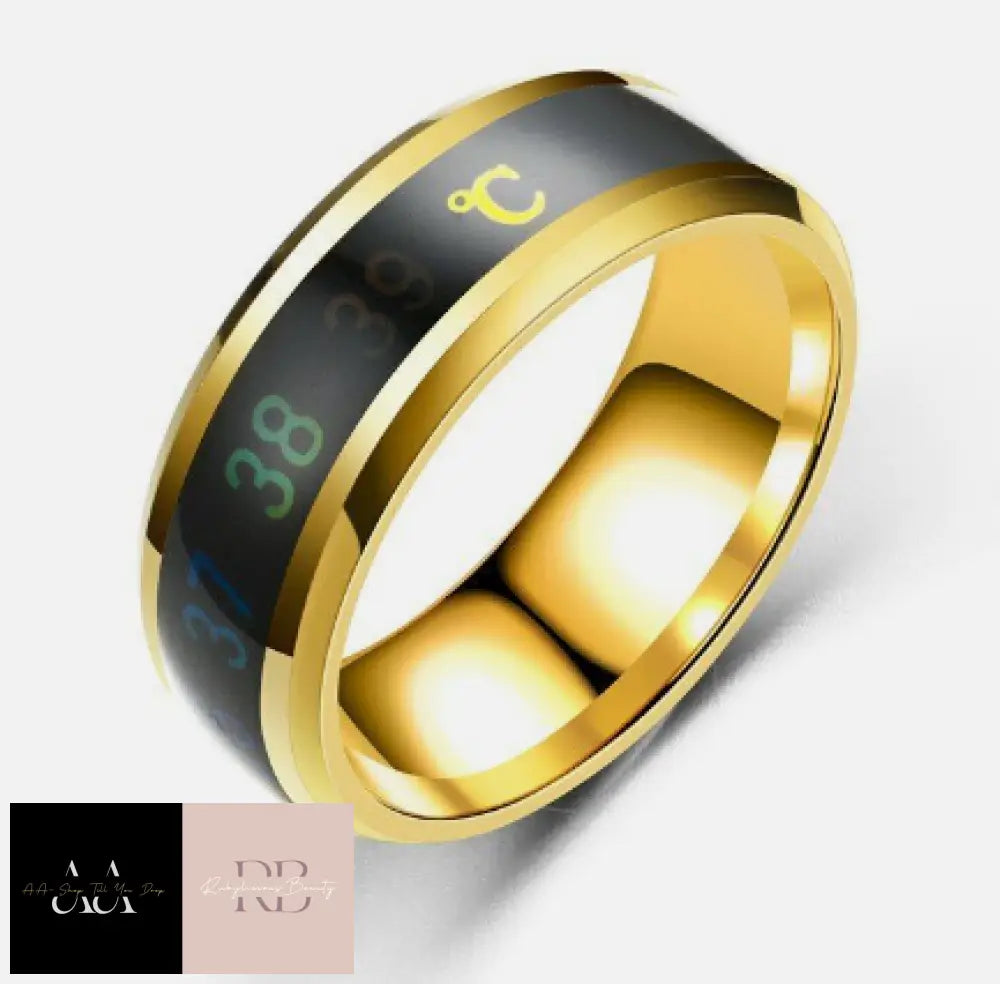 Temperature Sensitive Rings Titanium Steel Mood Smart Couple Jewelry Gifts Gold / 6