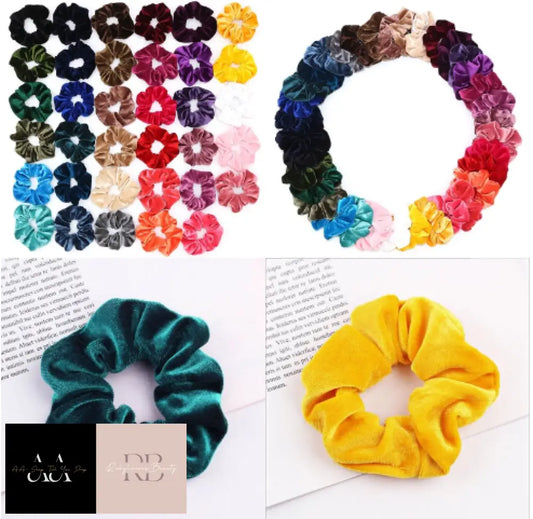 Velvet Hair Scrunchies Elastic Bobble Ponytail In A Large Choice Of Colours