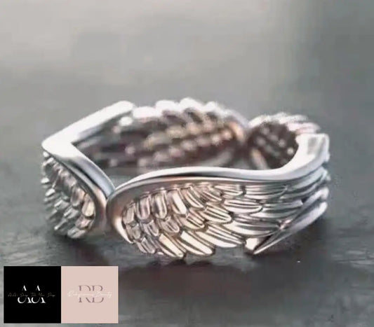 Vintage Angel Wing 925 Sterling Silver Adjustable Ring